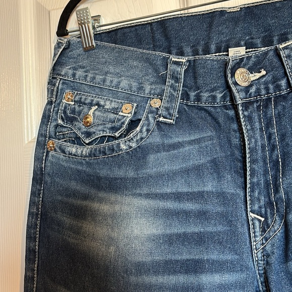 True Religion men’s blue button pocket straight leg jeans size 33 - Picture 4 of 9